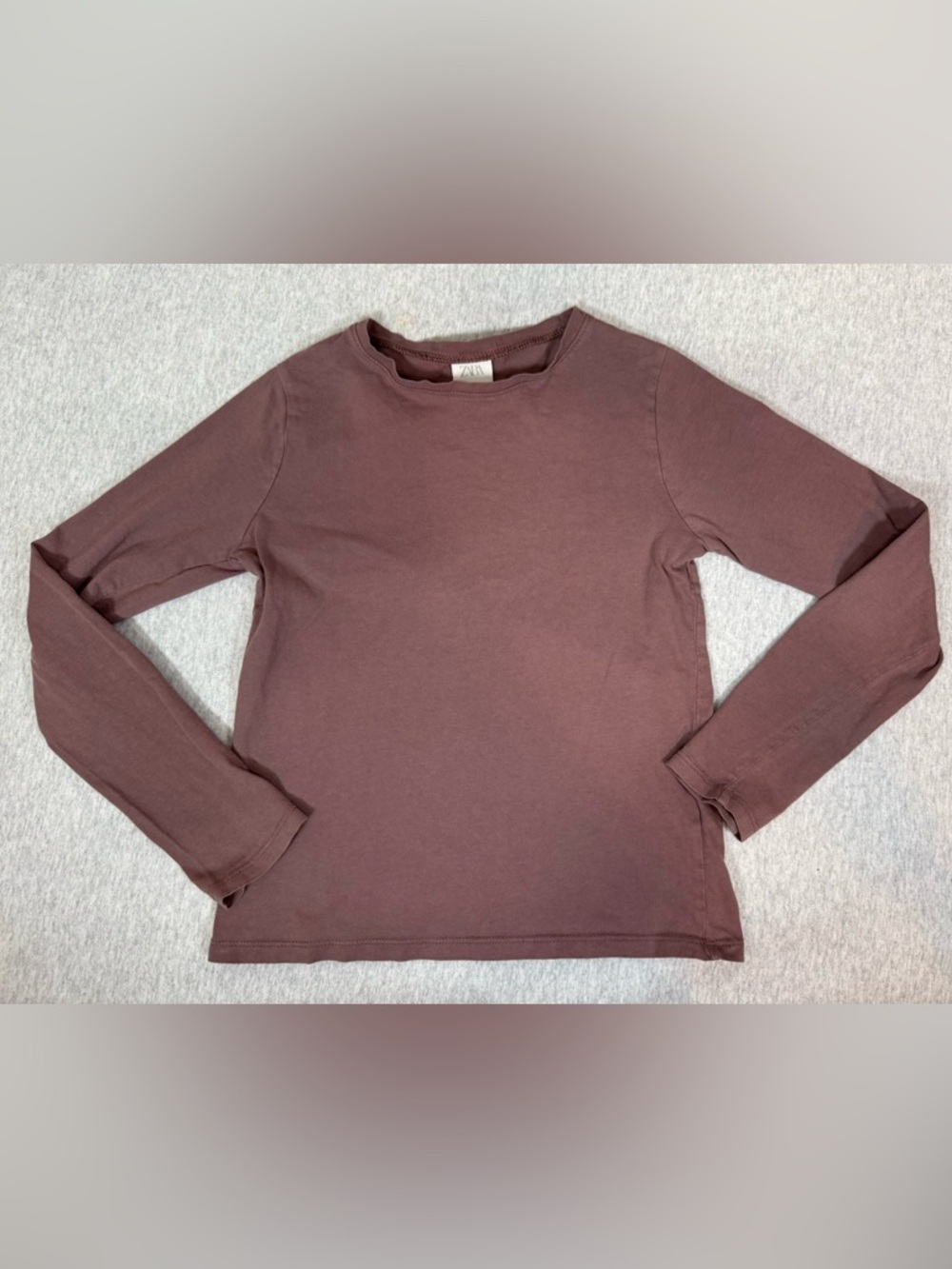 Zara Girls Long Sleeve Crewneck Basic Top - Mauve - 9-10